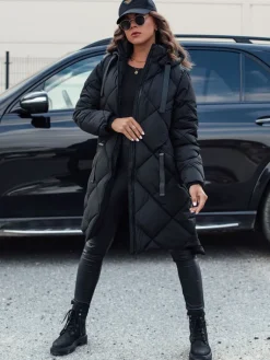 Kurtki Damskie>Dstreet Kurtka damska zimowa oversize MELODY z kapturem czarna TY4563