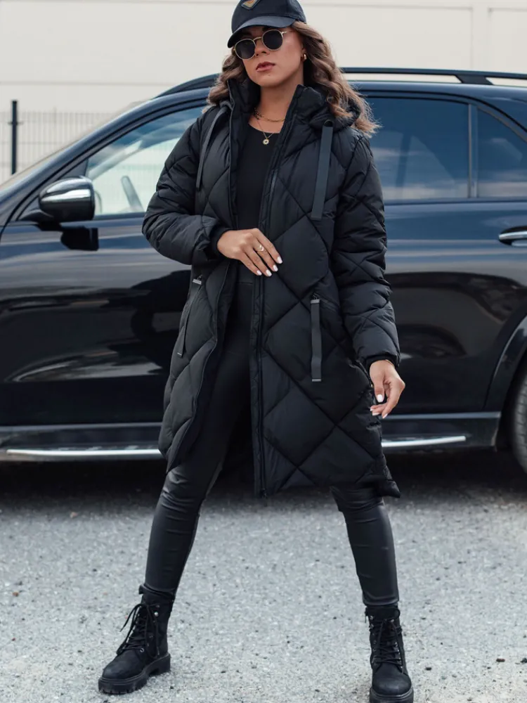 Kurtki Damskie>Dstreet Kurtka damska zimowa oversize MELODY z kapturem czarna TY4563