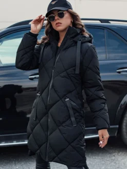 Kurtki Damskie>Dstreet Kurtka damska zimowa oversize MELODY z kapturem czarna TY4563