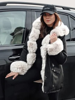 Kurtki Damskie>Dstreet Kurtka damska zimowa parka z futerkiem CHARMFUR czarna TY4771