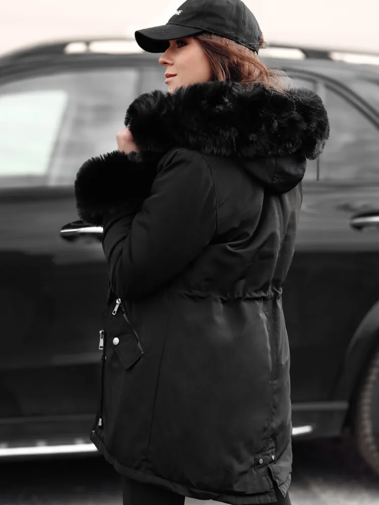 Kurtki Damskie>Dstreet Kurtka damska zimowa parka z futerkiem CHARMFUR czarna TY4769