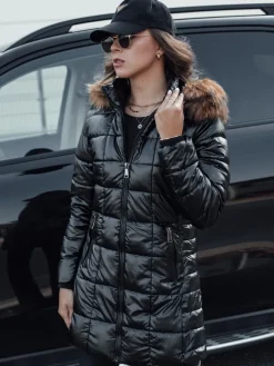 Kurtki Damskie>Dstreet Kurtka damska zimowa pikowana WINTERZIP z kapturem czarna TY4568