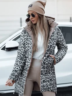 Kurtki Damskie>Dstreet Kurtka damska zimowa PURRBREEZ długa pikowana dwustronna z kapturem kamelowa TY4660