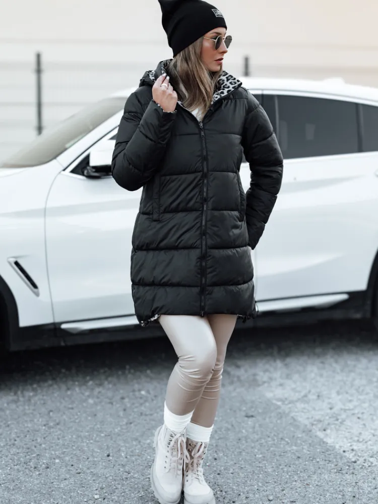 Kurtki Damskie>Dstreet Kurtka damska zimowa PURRBREEZ długa pikowana dwustronna z kapturem czarna TY4661