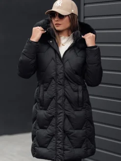 Kurtki Damskie>Dstreet Kurtka damska zimowa VEONI długa pikowana z kapturem czarna TY4717