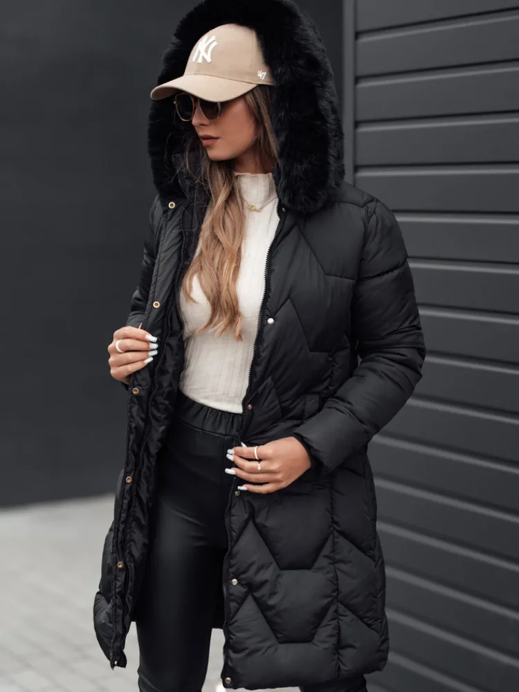 Kurtki Damskie>Dstreet Kurtka damska zimowa VEONI długa pikowana z kapturem czarna TY4717