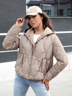 Kurtki Damskie>Dstreet Kurtka damska zimowa WINDGLAM kamelowa TY4421