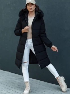 Kurtki Damskie>Dstreet Kurtka damska zimowa z futerkiem TREVERSE czarna TY4498