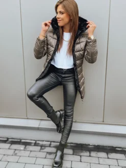 Kurtki Damskie>Dstreet Kurtka dwustronna damska HOTIA brązowa TY3055