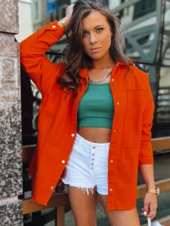 Kurtki Damskie>Dstreet Kurtka koszulowa damska CALIFORNICATION pomarańczowa TY3523z