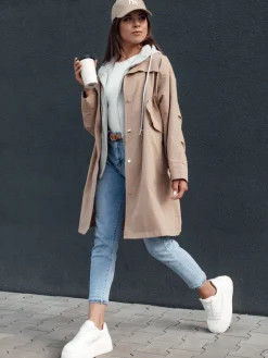 Kurtki Damskie>Dstreet Kurtka parka damska MODERN LOOK beżowa TY4396