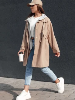 Kurtki Damskie>Dstreet Kurtka parka damska MODERN LOOK beżowa TY4396