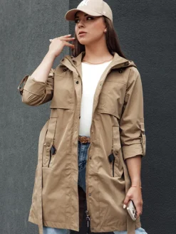 Kurtki Damskie>Dstreet Kurtka parka damska MODERNS ciemnobeżowa TY4389