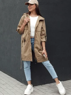 Kurtki Damskie>Dstreet Kurtka parka damska MODERNS ciemnobeżowa TY4389