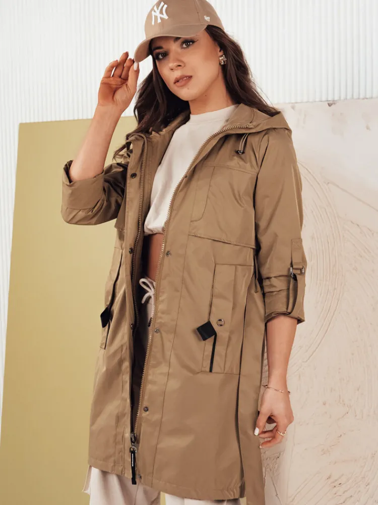 Kurtki Damskie>Dstreet Kurtka parka damska NOLES ciemnobeżowa TY4280