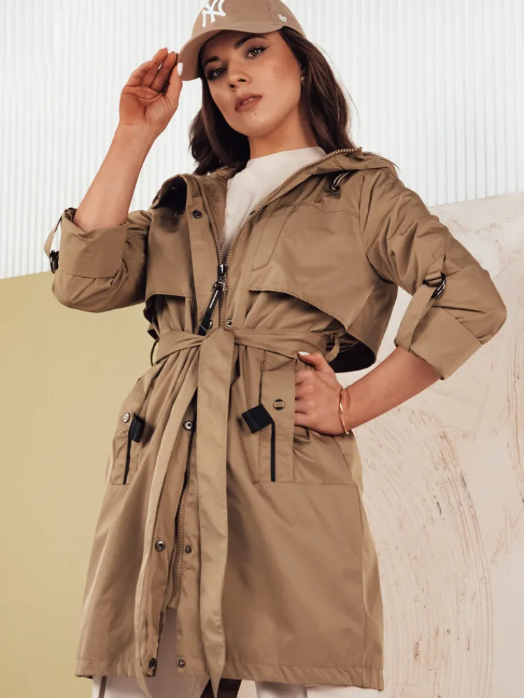 Kurtki Damskie>Dstreet Kurtka parka damska NOLES ciemnobeżowa TY4280