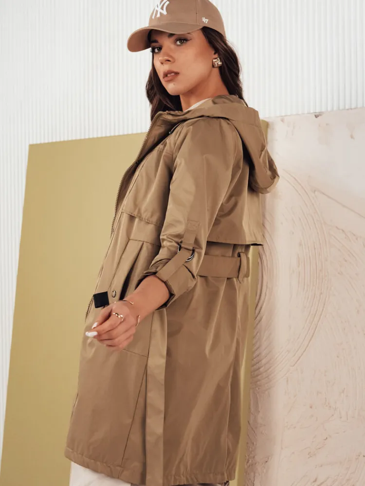 Kurtki Damskie>Dstreet Kurtka parka damska NOLES ciemnobeżowa TY4280