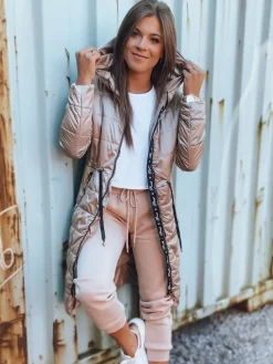 Kurtki Damskie>Dstreet Kurtka pikowana damska BIBI kamelowa TY3114