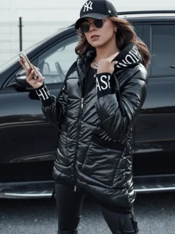 Kurtki Damskie>Dstreet Kurtka przejściowa damska pikowana z kapturem FASHION CHIC czarna TY4583