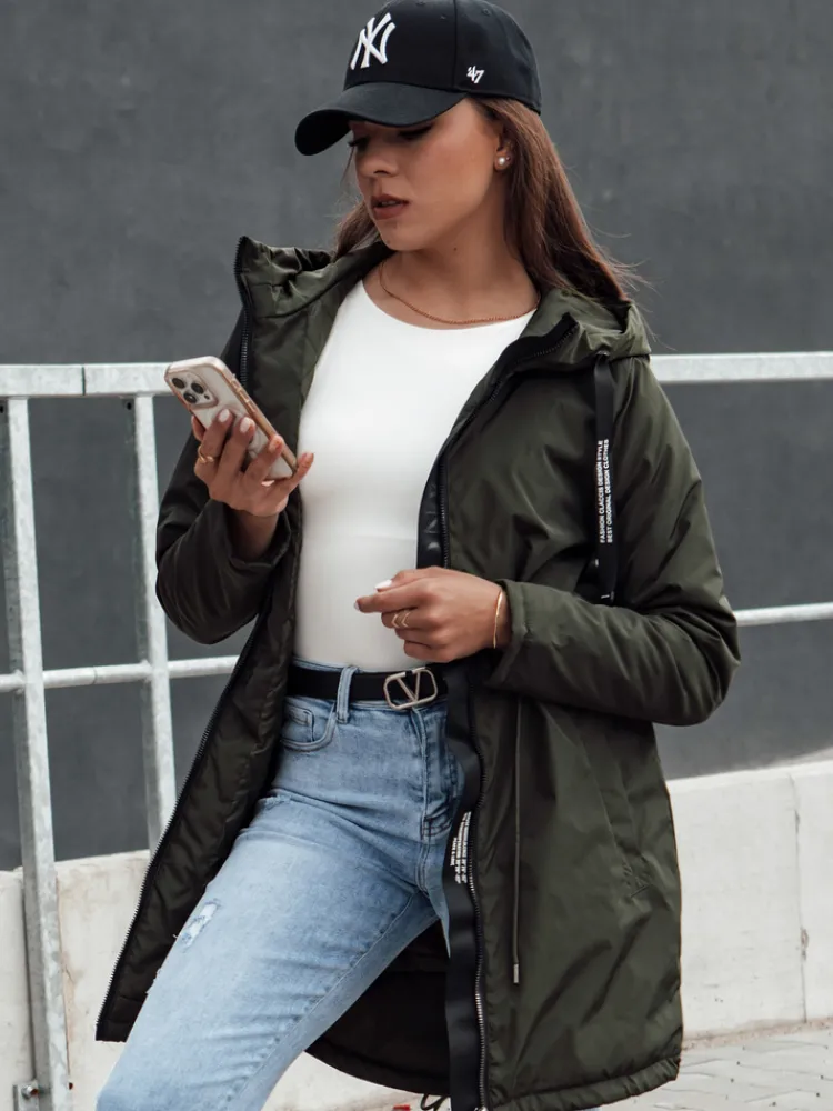 Kurtki Damskie>Dstreet Kurtka przejściowa damska parka z kapturem VERCHA zielona TY4403