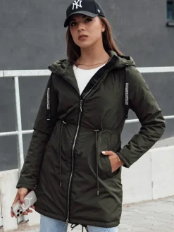 Kurtki Damskie>Dstreet Kurtka przejściowa damska parka z kapturem VERCHA zielona TY4403