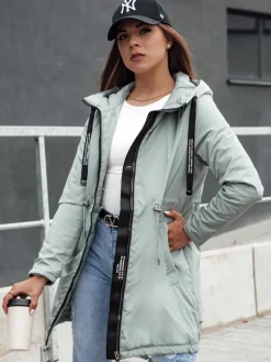 Kurtki Damskie>Dstreet Kurtka przejściowa damska parka z kapturem VERCHA zielona TY4404