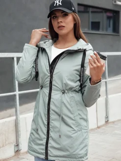 Kurtki Damskie>Dstreet Kurtka przejściowa damska parka z kapturem VERCHA zielona TY4404