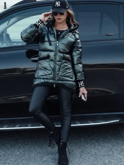 Kurtki Damskie>Dstreet Kurtka przejściowa damska pikowana z kapturem FASHION CHIC zielona TY4580