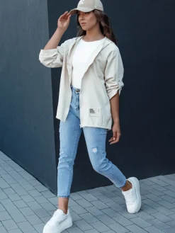 Kurtki Damskie>Dstreet Kurtka przejściowa damska z kapturem MANDIA jasnobeżowa TY4479