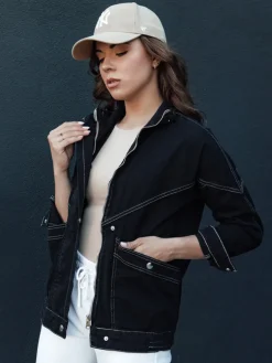 Kurtki Damskie>Dstreet Kurtka przejściowa damska jeansowa BERENICES czarna TY4410