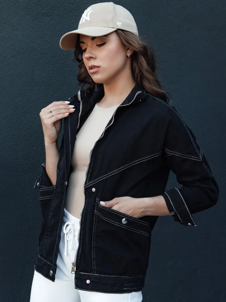 Kurtki Damskie>Dstreet Kurtka przejściowa damska jeansowa BERENICES czarna TY4410