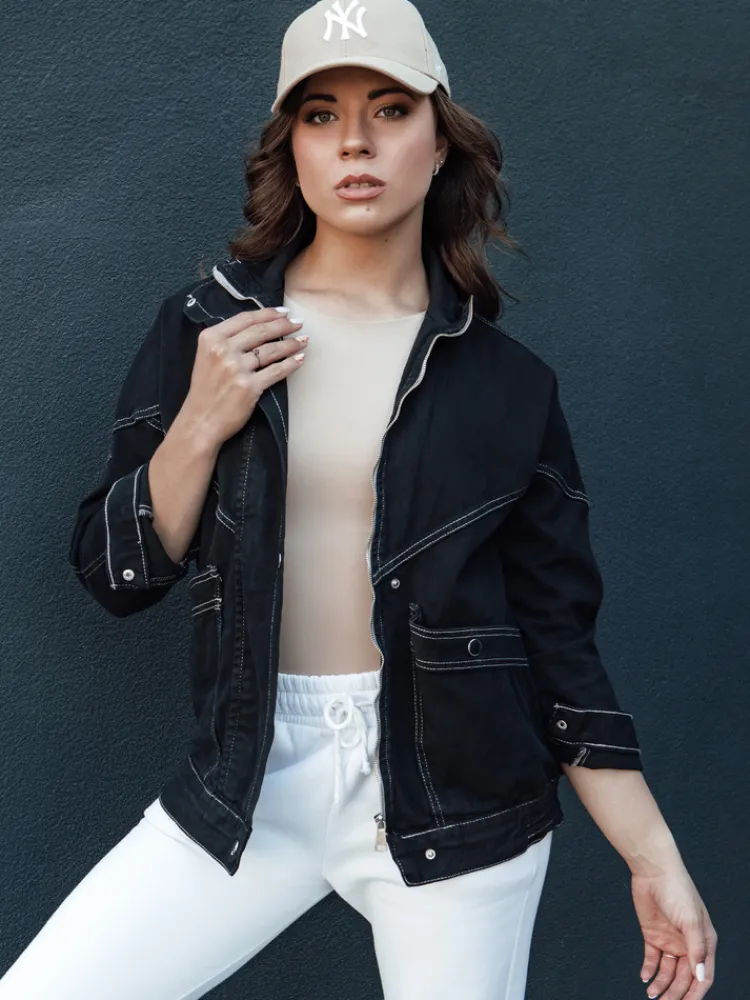 Kurtki Damskie>Dstreet Kurtka przejściowa damska jeansowa BERENICES czarna TY4410