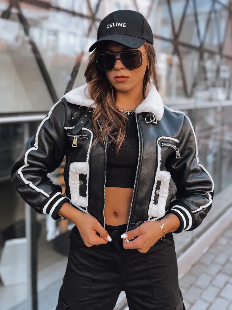 Kożuszki Damskie|Kurtki Damskie>Dstreet Kurtka skórzana damska KESTIN czarna TY3934