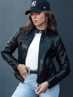 Kurtki Damskie>Dstreet Kurtka skórzana damska KLIROS czarna TY4466