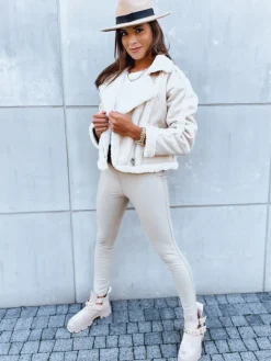 Kurtki Damskie>Dstreet Kurtka skórzana damska PLAYDIVA jasnobeżowa TY3852