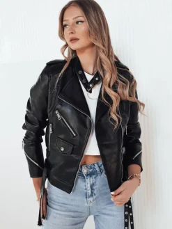 Kurtki Damskie>Dstreet Kurtka skórzana damska ROLDAN czarna TY4180