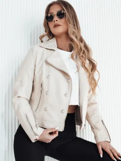 Kurtki Damskie>Dstreet Kurtka skórzana damska TRUCCO beżowa TY4179