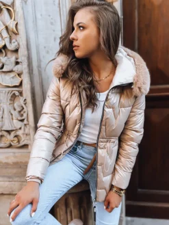 Kurtki Damskie>Dstreet Kurtka zimowa damska ABIGAIL WARM złota TY3735