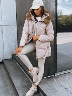 Kurtki Damskie>Dstreet Kurtka zimowa damska beżowa pikowana SILVER TY3812