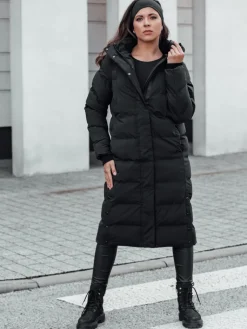 Kurtki Damskie>Dstreet Kurtka zimowa damska długa pikowana czarna TY4601