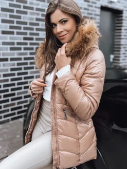 Kurtki Damskie>Dstreet Kurtka zimowa damska EMBRACE kamelowa TY3995