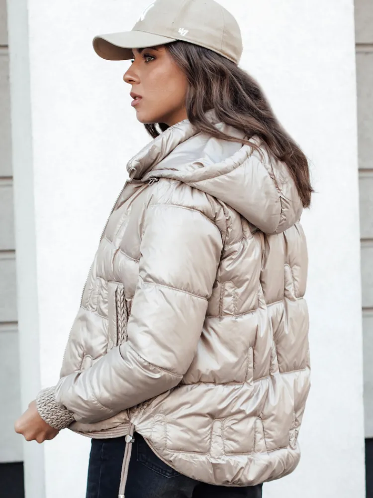 Kurtki Damskie>Dstreet Kurtka zimowa damska FASHWARM krótka pikowana z kapturem kamelowa TY4638