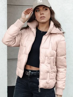 Kurtki Damskie>Dstreet Kurtka zimowa damska FASHWARM krótka pikowana z kapturem różowa TY4641