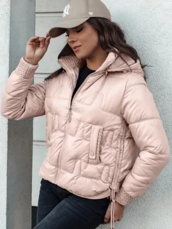 Kurtki Damskie>Dstreet Kurtka zimowa damska FASHWARM krótka pikowana z kapturem różowa TY4641