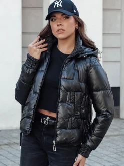 Kurtki Damskie>Dstreet Kurtka zimowa damska FASHWARM krótka pikowana z kapturem czarna TY4640