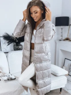 Kurtki Damskie>Dstreet Kurtka zimowa damska GOLDEN PREMIUM beżowa TY3119