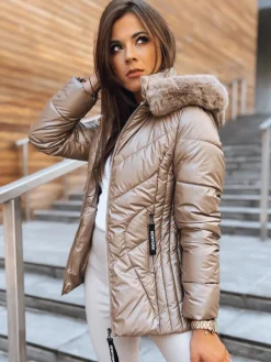 Kurtki Damskie>Dstreet Kurtka zimowa damska HAZEL SOFT złota TY3692