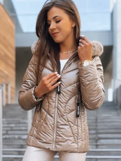 Kurtki Damskie>Dstreet Kurtka zimowa damska HAZEL SOFT złota TY3692