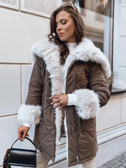 Kurtki Damskie>Dstreet Kurtka zimowa damska LUXURY coffee TY3932