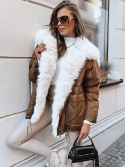 Kurtki Damskie>Dstreet Kurtka zimowa damska oversize BRILLIANCE kamelowa TY3910